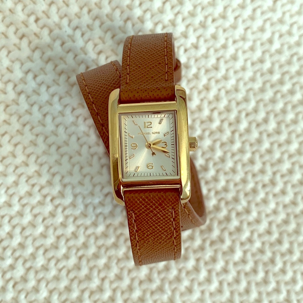 Michael Kors Taylor Gold-tone Leather Wrap Watch